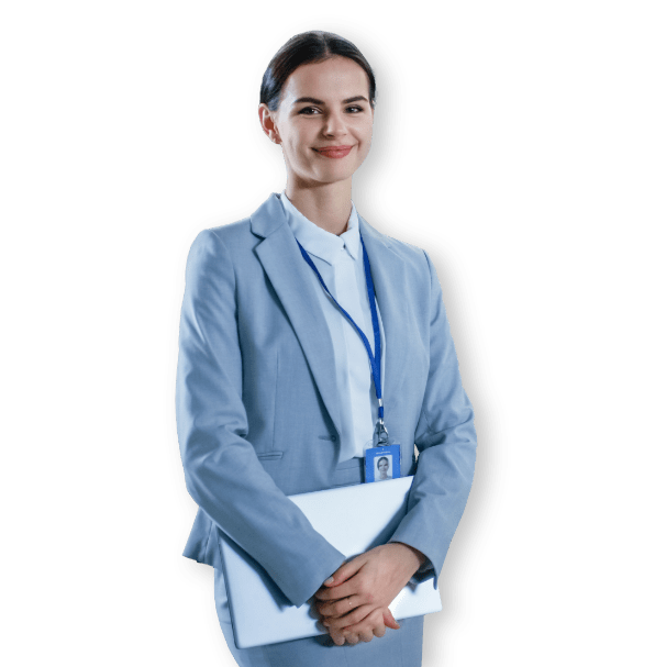 Donna sorridente con in mano il tablet