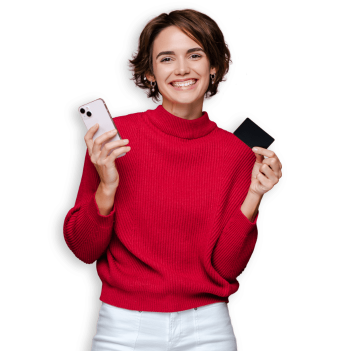 Donna sorridente con in mano il tablet